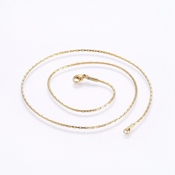 PandaHall 304 Stainless Steel Coreana Chain Necklaces, with Lobster Claw Clasps, Golden, 17.7 inch(45cm), 1.3x1.3mm 304 Stainless Steel