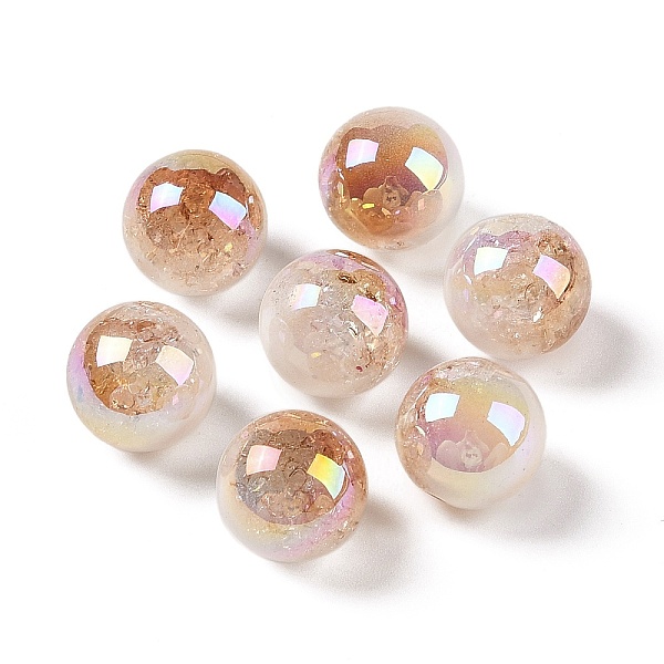 

PandaHall UV Plating Opaque Crackle Two-tone Acrylic Beads, Round, Saddle Brown, 16mm, Hole: 2.7mm Acrylic Round