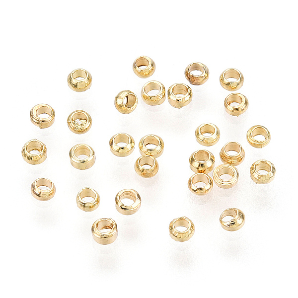 

PandaHall Brass Crimp Beads, Long-Lasting Plated, Rondelle, Light Gold, 2x1.5mm, Hole: 1mm Brass Rondelle