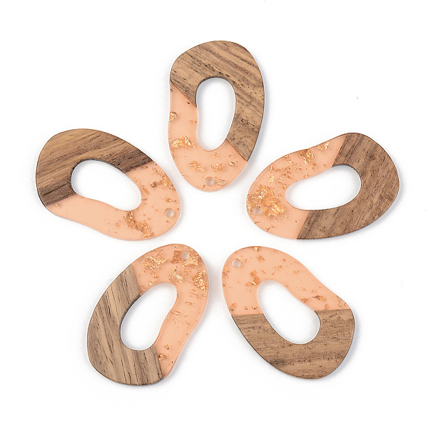 

PandaHall Transparent Resin & Walnut Wood Pendants, with Gold Foil, Teardrop, Dark Salmon, 38x23.5x3mm, Hole: 2mm Resin+Wood Teardrop Red