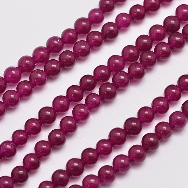 

PandaHall Natural & Dyed Malaysia Jade Bead Strands, Round, Medium Violet Red, 4mm, Hole: 0.8mm, about 92pcs/strand, 15 inch Malaysia Jade...