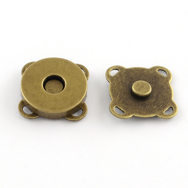 

PandaHall Iron Purse Snap Clasps, Closure for Purse Handbag, Antique Bronze, 15x15x6.5mm, Hole: 2x1mm Iron