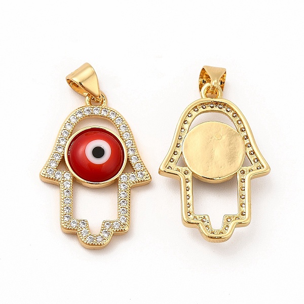 

PandaHall Rack Plating Brass Micro Pave Clear Cubic Zirconia Pendants, with Handmade Evil Eye Lampwork, Cadmium Free & Lead Free..., Red