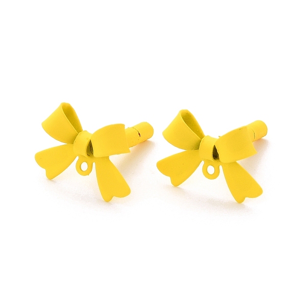 

PandaHall Alloy Stud Earring Findings, with 925 Sterling Silver Pins and Loop, Bowknot, Gold, 11x15x4mm, Hole: 1.2mm, Pin: 0.7mm Alloy...