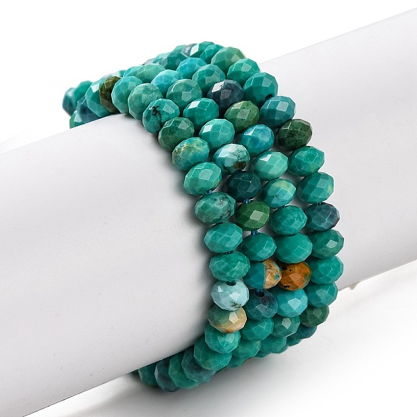 

PandaHall Natural Howlite Beads Strands, Dyed, Faceted, Rondelle, Dark Turquoise, 4.5x3mm, Hole: 0.8mm, about 123~127pcs/strand...