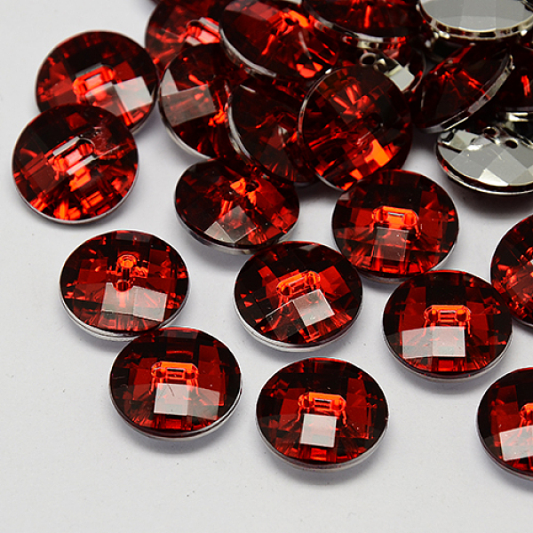 

PandaHall Taiwan Acrylic Rhinestone Buttons, Faceted, 2-Hole, Disc, Dark Red, 11.5x4mm, Hole: 1mm Acrylic Rhinestone Disc Red