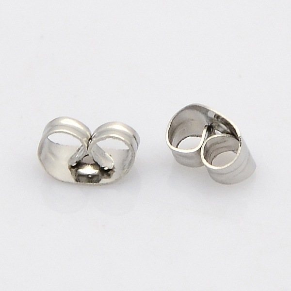 

PandaHall 304 Stainless Steel Ear Nuts, Stainless Steel Color, 5x3.5x2mm, Hole: 0.8mm 304 Stainless Steel