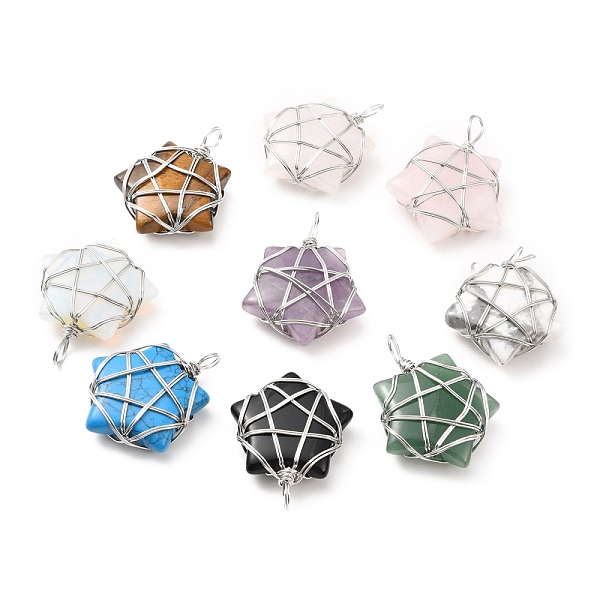 

PandaHall Natural & Synthetic Gemstone Pendants, with Platinum Tone Copper Wire Wrapped, Cadmium Free & Lead Free, Mixed Dyed and Undyed...