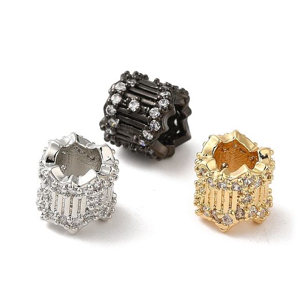 

PandaHall Rack Plating Brass Micro Pave Cubic Zirconia Beads, Cadmium Free & Lead Free, Column, Mixed Color, 9.5x9.5mm, Hole: 5.5mm..., Clear
