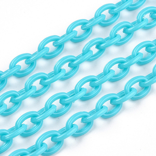

PandaHall ABS Plastic Cable Chains, Oval, Deep Sky Blue, 14.96 inch~15.35 inch(38~39cm), 5.5~6mm Plastic Blue