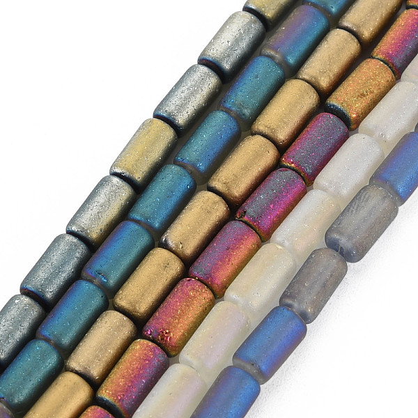 

PandaHall Electroplate Frosted Glass Beads Strands, Column, Mixed Color, 7.5x4mm, Hole: 0.8mm, about 72Pcs/strand, 21.26 inch(54cm) Glass..., Multicolor