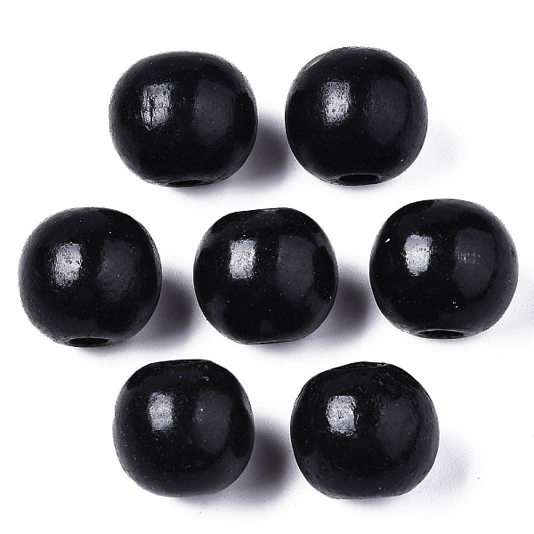 

PandaHall Spray Painted Natural Wood Beads, Lead Free, Round, Black, 16x14mm, Hole: 4mm, about 800pcs/1000g Maple Wood Round Black