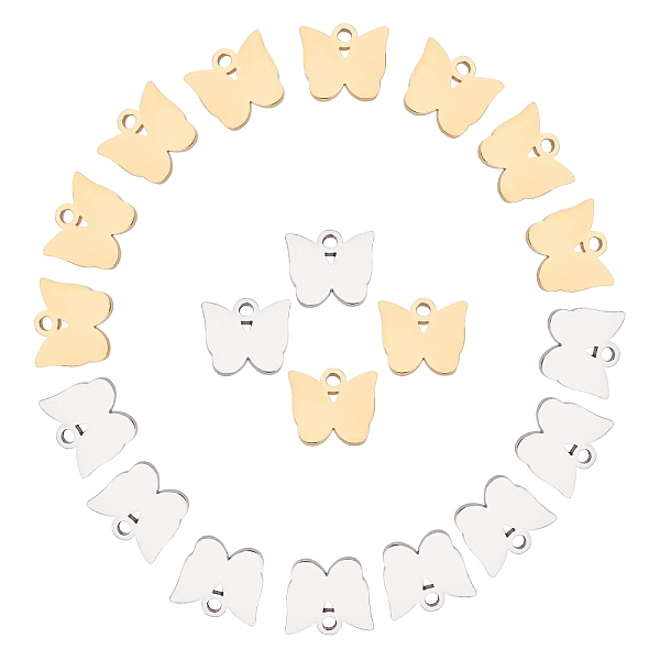 

PandaHall Unicraftale 20pcs 304 Stainless Steel Charms, Manual Polishing, Butterfly, Mixed Color, 7x8x1mm, Hole: 1mm, 10pcs/color 304...