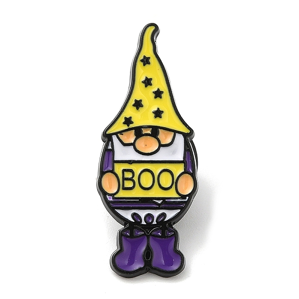 PandaHall Halloween Gnome with Word BOO Enamel Pins for Women, Electrophoresis Black Alloy Brooch for Backpack Clothes, Gold, 30x12x1mm...