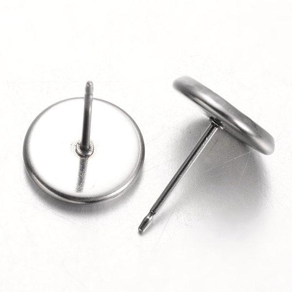 Flat Round Stainless Steel Stud Earring Settings