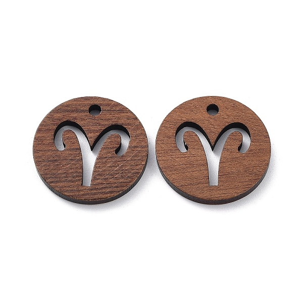 

PandaHall Walnut Wood Laser Cut Pendants, Hollow Constellation Charms, Undyed, Aries, 20x2.4mm, Hole: 2mm Wood Aries Brown