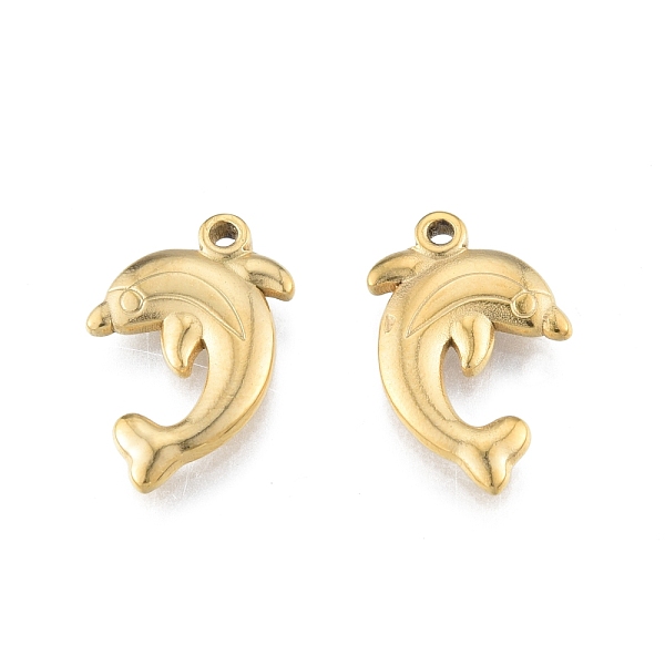 

PandaHall Ion Plating(IP) 304 Stainless Steel Pendant, Dolphin Charms, Real 18K Gold Plated, 22.5x14x3mm, Hole: 1.6mm 304 Stainless Steel...