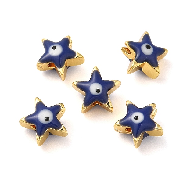 

PandaHall Golden Tone Brass Enamel Beads, Cadmium Free & Lead Free, Long-Lasting Plated, Star with Evil Eye, Prussian Blue, 8x8x5mm, Hole...