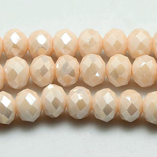 

PandaHall Electroplate Glass Bead Strands, Full Luster Plated, Faceted, Rondelle, Navajo White, 3.5x2.5~3mm, Hole: 1mm, about 120pcs/strand..., Orange