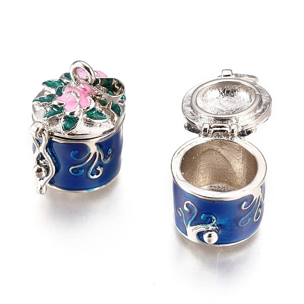 

PandaHall Brass Prayer Box Pendants, Enamel, Column, Platinum, Sky Blue, Size: about 18mm wide, 26mm long, hole: 4mm Brass Column Blue