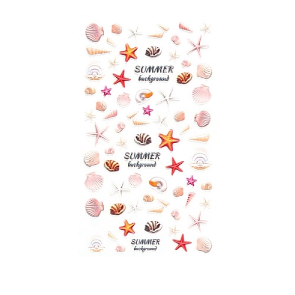 

PandaHall Valentine's Day 5D Nail Art Sticker Decals, Self Adhesive Starfish Beach Theme Pattern Carving Design Nail Applique Decoration for..., Red