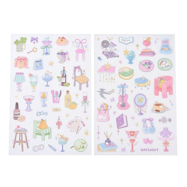 

PandaHall 2Pcs 2 Styles PET Self-Adhesive Stickers, for Party Decorative Presents, Food, 218x125x0.8mm, Sticker: 7~40x9~29mm, 1pc/style PET...