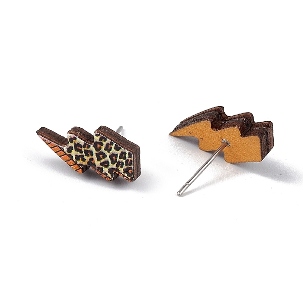 

PandaHall Natural Wood Stud Earrings, 316 Stainless Steel Jewelry for Women, Weather Pattern, 7.5x16mm, Pin: 0.6mm Wood Others