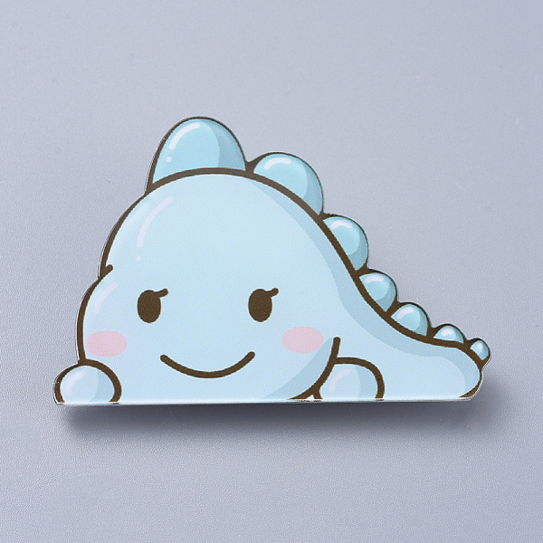 

PandaHall Acrylic Safety Brooches, with Iron Pin, Dinosaur, Pale Turquoise, 35x53x8mm, Pin: 0.8mm Acrylic Cyan