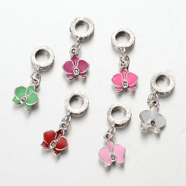

PandaHall Antique Silver Plated Alloy Enamel European Dangle Charms, Large Hole Flower Beads, Mixed Color, 27mm, Hole: 5mm Alloy..., Multicolor