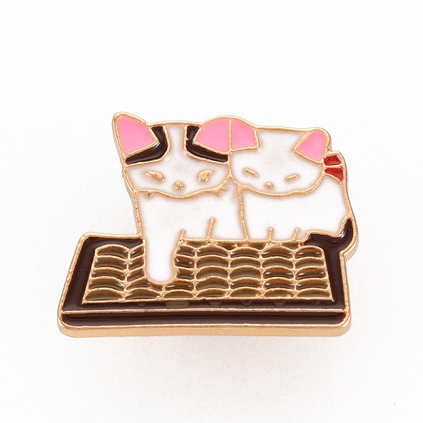 

PandaHall Rack Plating Alloy Enamel Brooches, Enamel Pins, with Brass Butterfly Clutches, Cat, Cadmium Free & Nickel Free & Lead Free, Light...