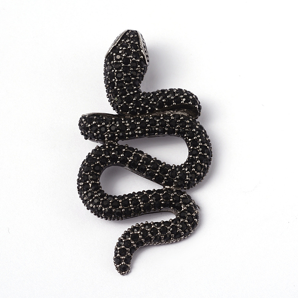 

PandaHall 316 Surgical Stainless Steel Rhinestone Big Pendants, Snake, Jet, 57x30x6mm, Hole: 6x9mm Stainless Steel+Rhinestone Snake Black