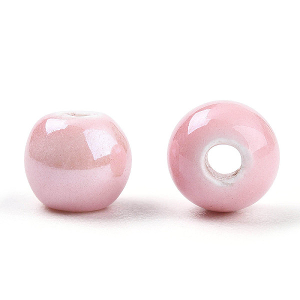 

PandaHall Pearlized Handmade Porcelain Round Beads, Pink, 6mm, Hole: 1.5mm Porcelain Round Pink
