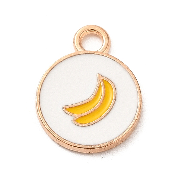 

PandaHall Alloy Enamel Pendants, Light Gold, Fruit, Flat Round, Banana, 17x13x1.8mm, Hole: 2.5mm Alloy+Enamel Banana