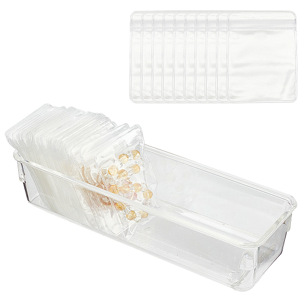 

PandaHall Rectangle Plastic Table Jewelry Organizer Storage Bins, with PVC Zip Lock Bags, Clear, Organizer Storage Bins: 22x7.7x5.5cm, 1pc...