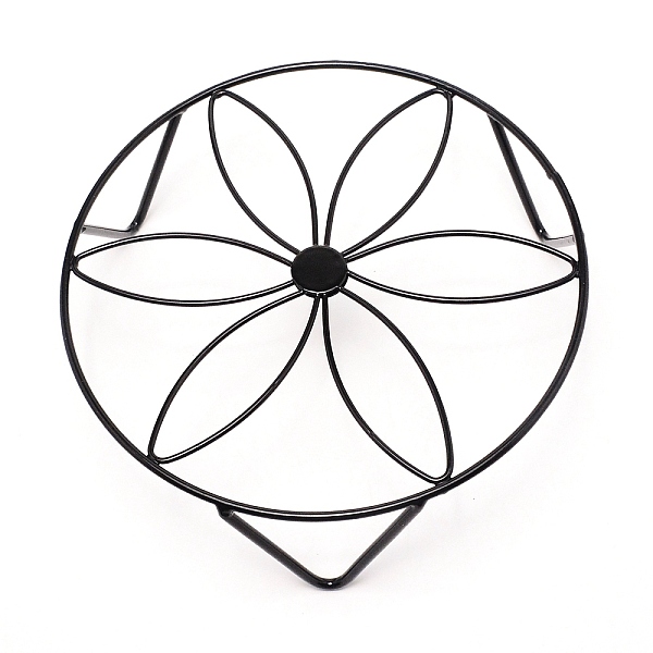 

PandaHall Flat Round with Flower Pattern Iron Display Decorations, for Garden Plant Supports, Black, 240x70mm Iron Flower Black