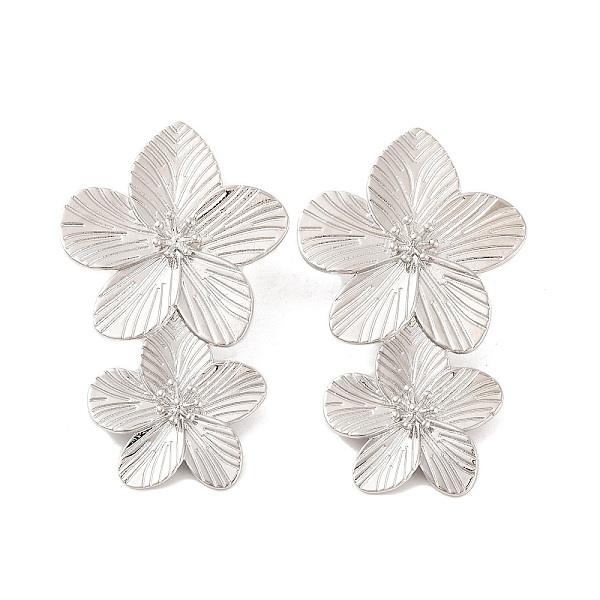 Brass Clear Cubic Zirconia Stud Earrings for Women