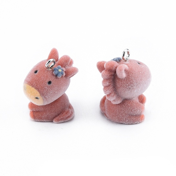 

PandaHall Opaque Resin Pendants, with Platinum Tone Iron Loops, Flocky Horse Charms, Indian Red, 28~29.5x22x18.5mm, Hole: 2.5mm Iron+Resin...