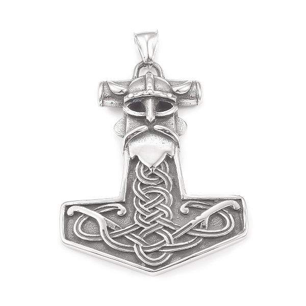 

PandaHall 304 Stainless Steel Big Pendants, Thor Hammer with Pirate Charm, Antique Silver, 61x47x6.5mm, Hole: 4x7mm 304 Stainless Steel...