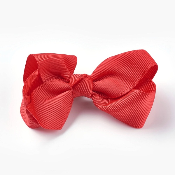 

PandaHall Grosgrain Bowknot Alligator Hair Clips, with Iron Alligator Clips, Crimson, 40~50x70~82x25~30mm Polyester Pink