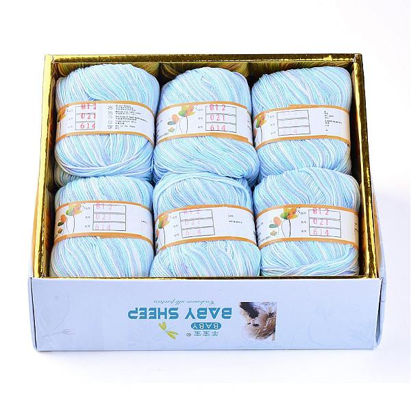 PandaHall Baby Yarns, with Cotton, Silk and Cashmere, Aquamarine, 1mm, about 50g/roll, 6rolls/box Cotton+Silk+Cashmere Green