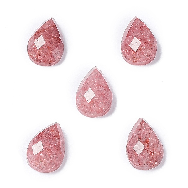 

PandaHall Natural Strawberry Quartz Cabochons, Faceted Teardrop, 12.5~13x8.5~9x4.5~5mm Strawberry Quartz Teardrop