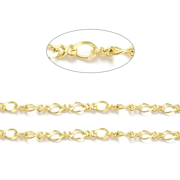

PandaHall Rack Plating Brass Figaro Chains, Soldered, with Spool, Lead Free & Cadmium Free, Real 18K Gold Plated, Link: 6.5x4x1mm and...