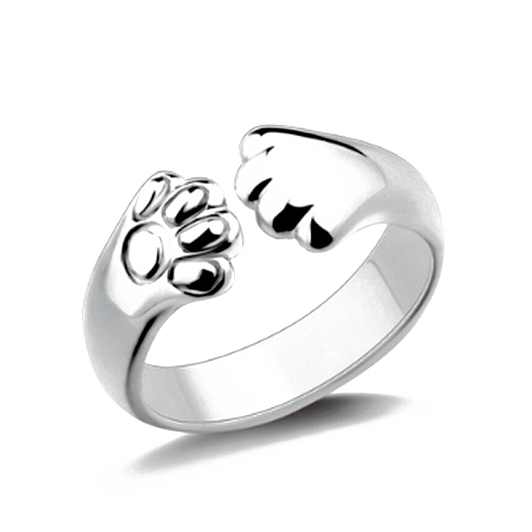 

PandaHall Alloy Bear Paw Print Open Cuff Ring for Women, Platinum Alloy