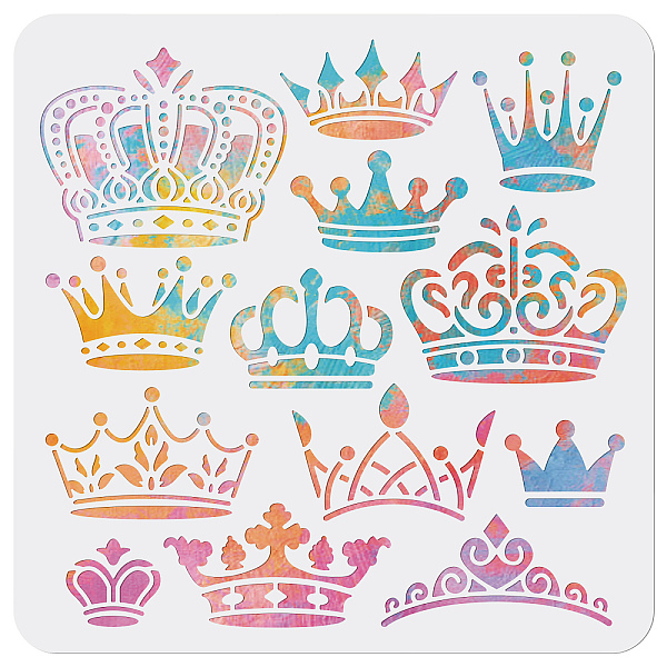 

PandaHall MAYJOYDIY Crown Stencil King Queens Crown Stencils for Painting 11.8×11.8inch Reusable PET Material Light for DIY Gift Decorative...