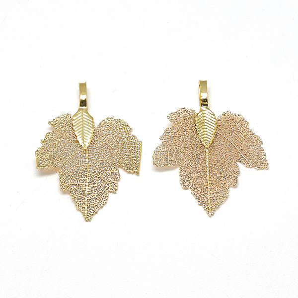 

PandaHall Iron Pendants, Electroplate Natural Leaf, Grape Leaf, Light Gold Plated, 35x27x1.5mm, Hole: 3x5.5mm Iron Leaf