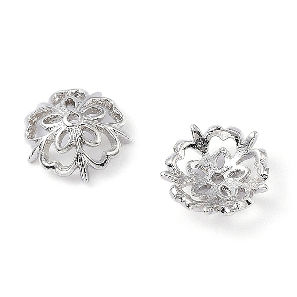 

PandaHall Brass Bead Caps, 5-Petal Flower, Real Platinum Plated, 9.5x3mm, Hole: 0.7mm Brass
