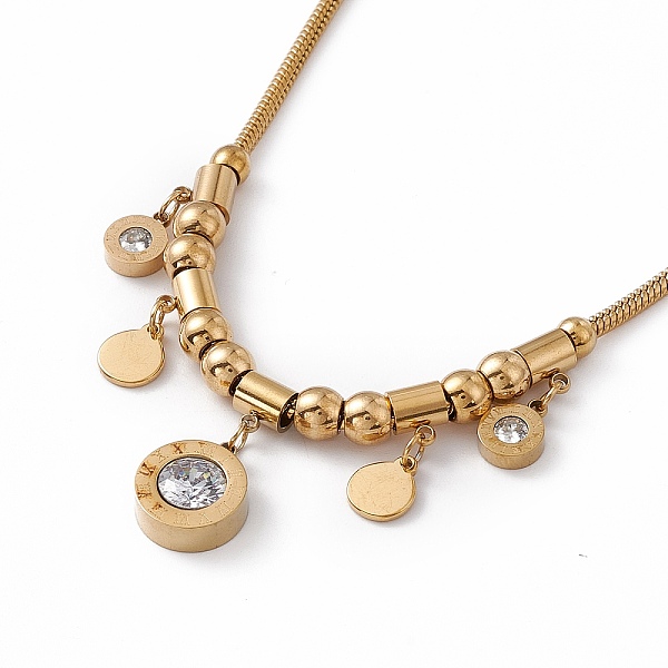 

PandaHall Crystal Rhinestone Pendant Necklace with 304 Stainless Steel Round Snake Chains for Women, Golden, Crystal, 16.14 inch(41cm)..., Clear