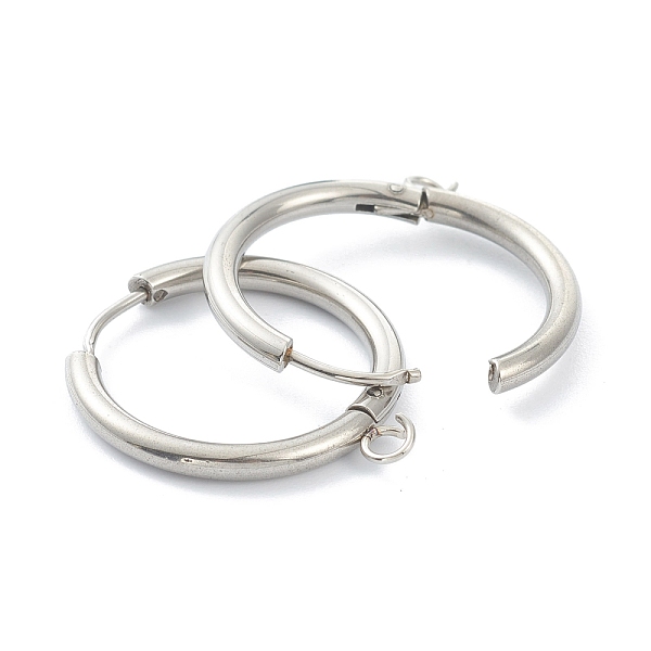 

PandaHall 201 Stainless Steel Huggie Hoop Earring Findings, with Horizontal Loop and 316 Surgical Stainless Steel Pin, Stainless Steel Color...