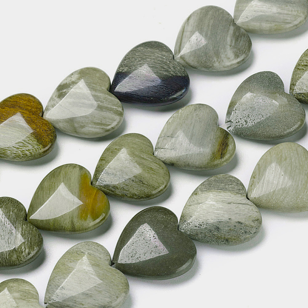 

PandaHall Natural Petrified Wood Beads Strands, Heart, 20x20x7mm, Hole: 1.2mm, about 21pcs/strand, 15.35 inch(39cm) Petrified Wood Heart
