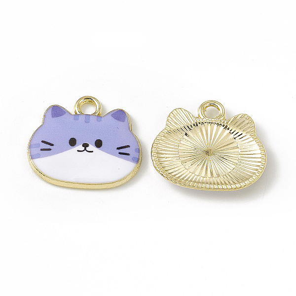 

PandaHall Painted Alloy Pendants, Cat Charm, Cadmium Free & Nickel Free & Lead Free, Golden, Lavender, 18x20x2.5mm, Hole: 2.3mm Alloy Cat..., Purple